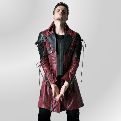 Manteau Gothique Rouge Homme PUNK RAVE