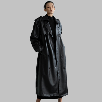 Long Manteau Noir Cuir