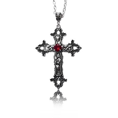 Collier Croix Rouge Gothique